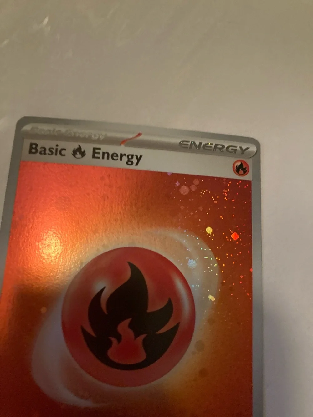 Pokemon Fire Energy Holo Card - Red